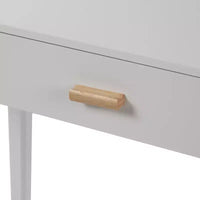 eHemco table console sofa Euro avec tiroir et pieds en bambou pour couloir et salon, blanc et chêne foncé