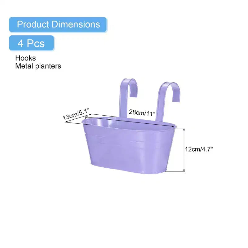 Unique Bargains Jardinières Suspendues en Fer Résistant à la Rouille, avec Trou de Drainage et Crochet Amovible, 4 pièces