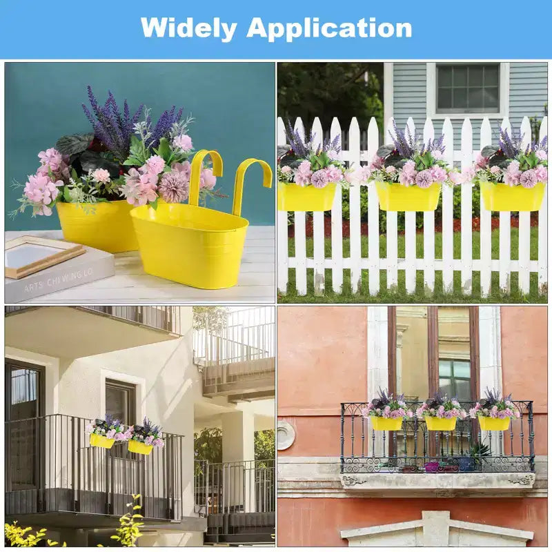 Unique Bargains Jardinières Suspendues en Fer Résistant à la Rouille, avec Trou de Drainage et Crochet Amovible, 4 pièces