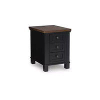 Signature Design by Ashley Wildenauer Table d'appoint 3 tiroirs avec port de charge USB, noir