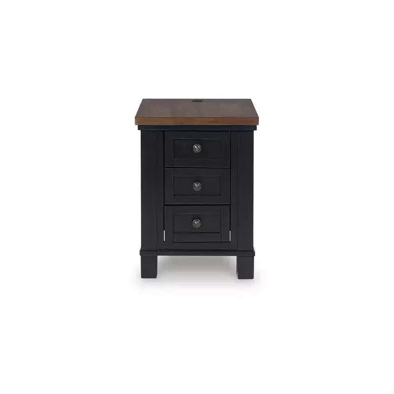 Signature Design by Ashley Wildenauer table d'appoint latérale de chaise 3 tiroirs avec charge USB, noir