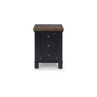 Signature Design by Ashley Wildenauer Table d'appoint 3 tiroirs avec port de charge USB, noir