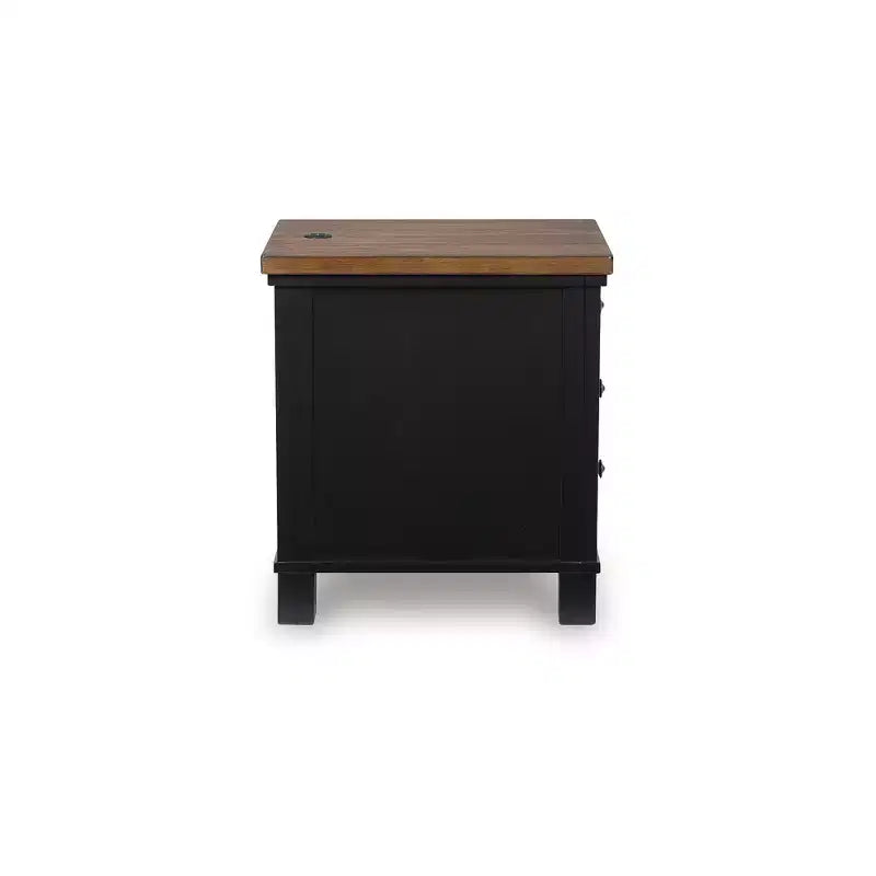 Signature Design by Ashley Wildenauer table d'appoint latérale de chaise 3 tiroirs avec charge USB, noir