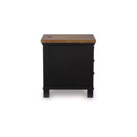 Signature Design by Ashley Wildenauer Table d'appoint 3 tiroirs avec port de charge USB, noir