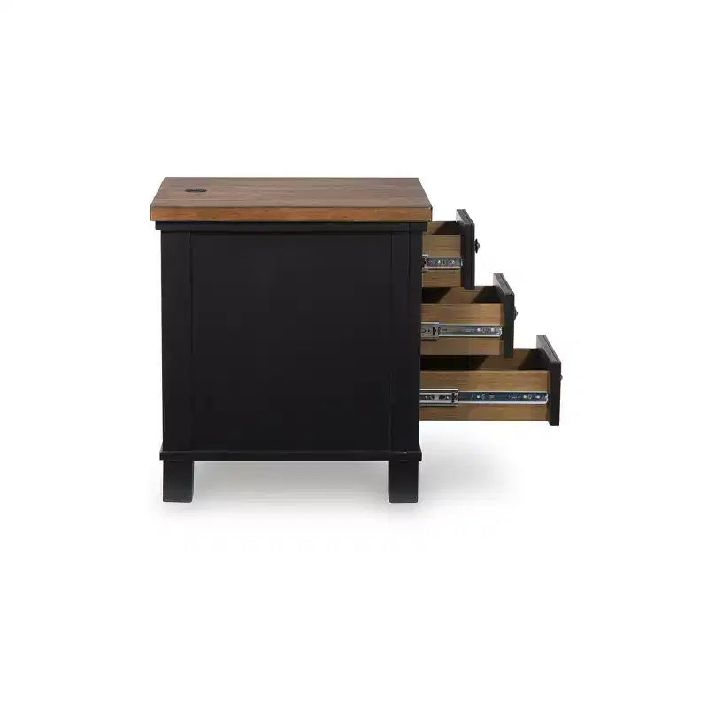 Signature Design by Ashley Wildenauer table d'appoint latérale de chaise 3 tiroirs avec charge USB, noir