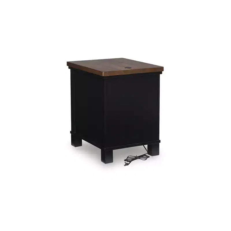 Signature Design by Ashley Wildenauer table d'appoint latérale de chaise 3 tiroirs avec charge USB, noir
