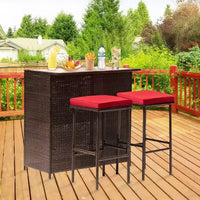 BestMassage Meubles de patio en osier : table et chaises en rotin 3 pièces