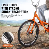 Tricycle pliant VEVOR pour adultes, Tricycles pliants pour adultes 20 pouces, Vélo cruiser à 3 roues léger en alliage d'aluminium avec grand panier arrière