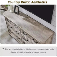 Commode à 6 tiroirs SinCiDo pour chambre à coucher, commode rustique en bois de style ferme, commode vintage de 54 po de largeur pour salon