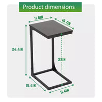 Table d'appoint en forme de C FDW, table d'appoint de 61 cm avec cadre en métal pour le salon
