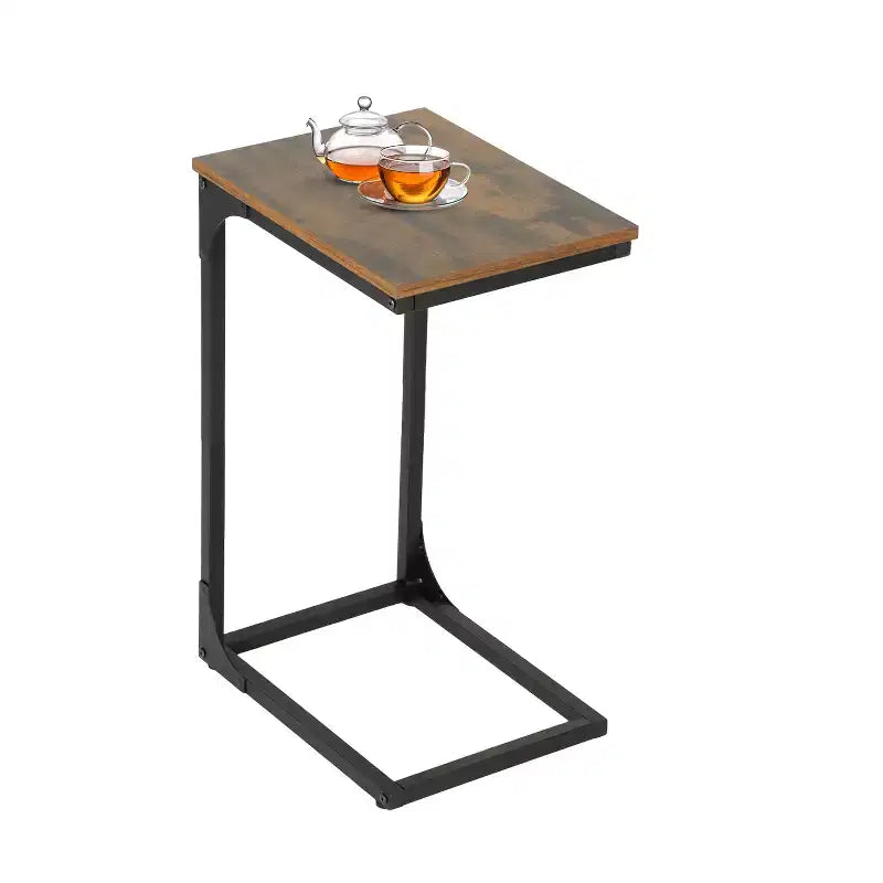 Table d'appoint en forme de C FDW, table d'appoint de 61 cm avec cadre en métal pour le salon