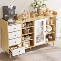 55 Buffet moderne, meuble de bar à café, étagères réglables et portes vitrées pour cuisine/salle à manger