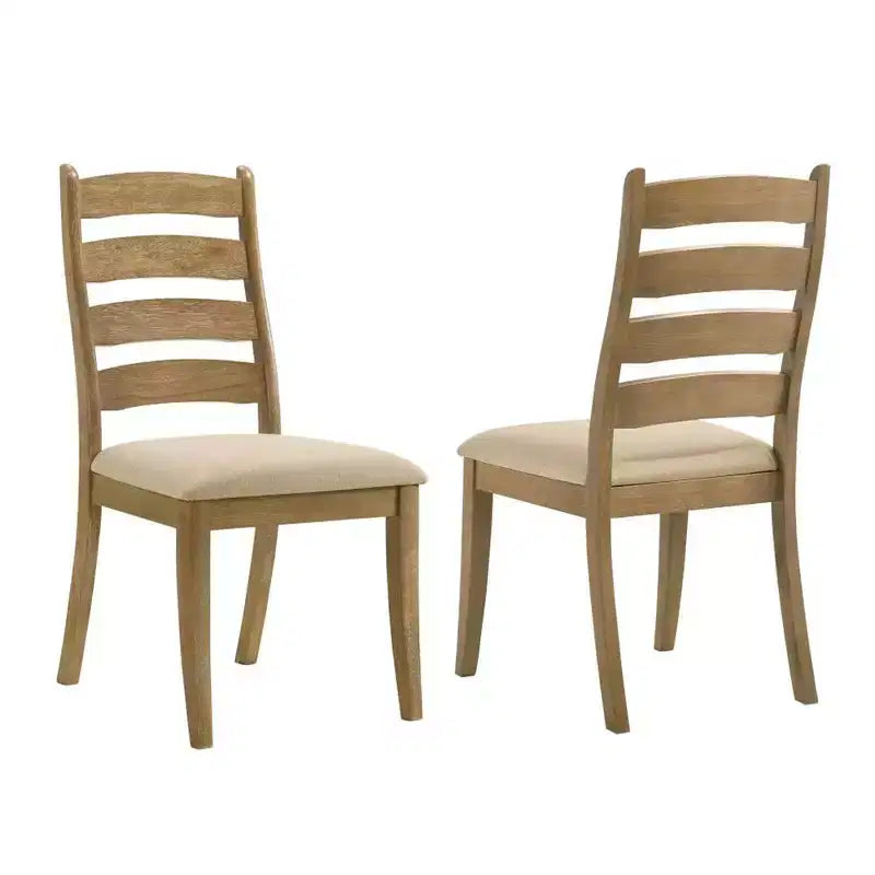 Simple Relax Lot de 2 chaises de salle à manger rembourrées à dossier échelle en chêne marron et beige