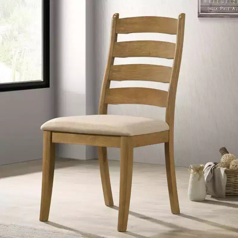 Simple Relax lot de 2 chaises de salle à manger rembourrées à dossier échelle en chêne brun et beige