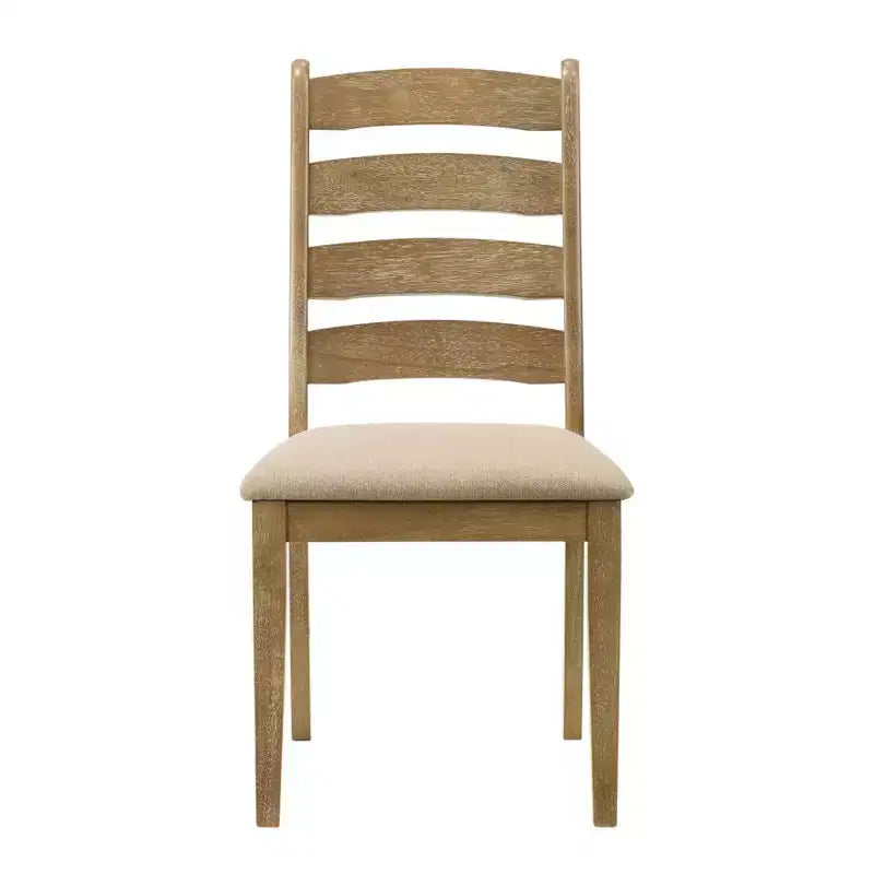 Simple Relax lot de 2 chaises de salle à manger rembourrées à dossier échelle en chêne brun et beige