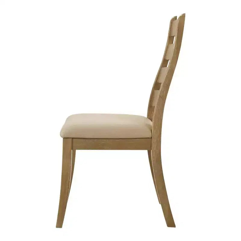 Simple Relax lot de 2 chaises de salle à manger rembourrées à dossier échelle en chêne brun et beige