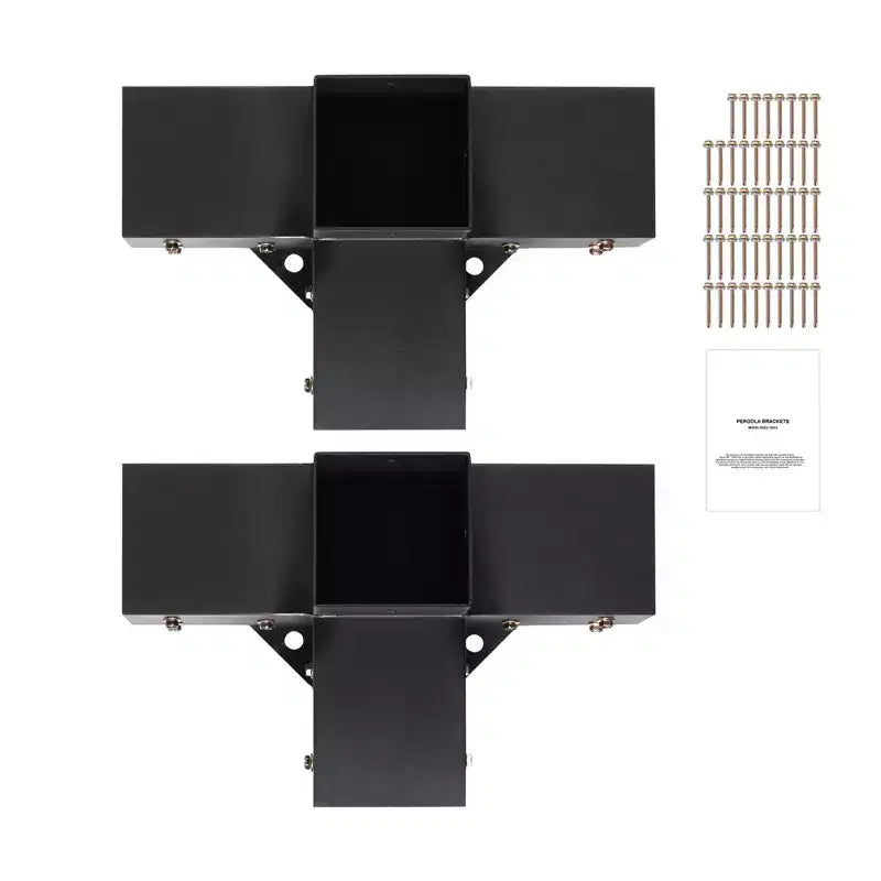 VEVOR Kit de support de pergola 4''x4'' (taille intérieure 3,6x3,6), 2 pièces support d'angle robuste 4 directions, kit de base de poteau DIY