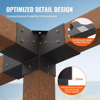 VEVOR Kit de support de pergola 4''x4'' (taille intérieure 3,6x3,6), 2 pièces support d'angle robuste 4 directions, kit de base de poteau DIY