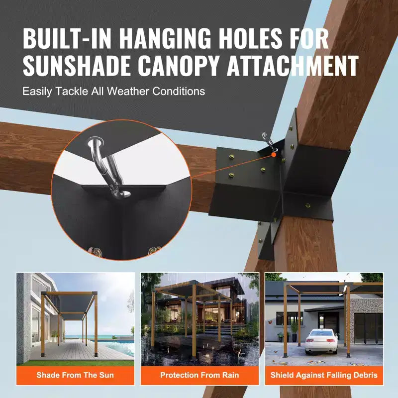 VEVOR Kit de support de pergola 4''x4'' (taille intérieure 3,6x3,6), 2 pièces support d'angle robuste 4 directions, kit de base de poteau DIY