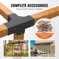 VEVOR Kit de support de pergola 4''x4'' (taille intérieure 3,6x3,6), 2 pièces support d'angle robuste 4 directions, kit de base de poteau DIY