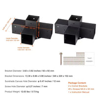 VEVOR Kit de support de pergola 4''x4'' (taille intérieure 3,6x3,6), 2 pièces support d'angle robuste 4 directions, kit de base de poteau DIY