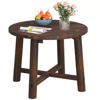 Costway Table d'appoint d'extérieur 1/2 pièces avec structure en bois massif Petite table basse ronde pour jardin