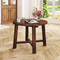 Costway Table d'appoint d'extérieur 1/2 pièces avec structure en bois massif Petite table basse ronde pour jardin