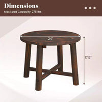 Costway Table d'appoint d'extérieur 1/2 pièces avec structure en bois massif Petite table basse ronde pour jardin