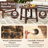 Costway Table d'appoint d'extérieur 1/2 pièces avec structure en bois massif Petite table basse ronde pour jardin