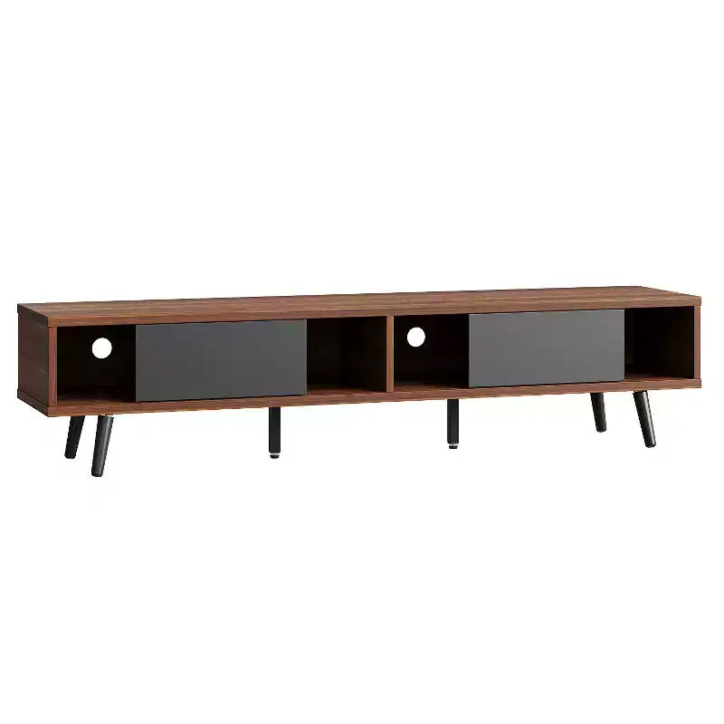 Meuble TV moderne du milieu du siècle Bestier pour téléviseur 80 po, meuble multimédia 70 po à portes coulissantes pour salon, noyer