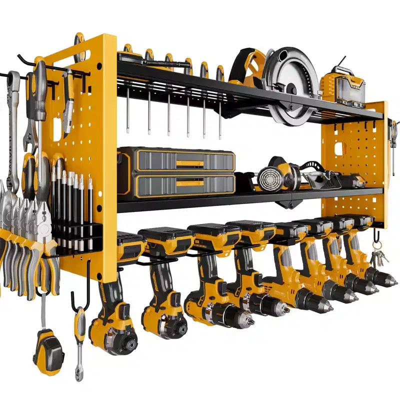 Étagère de rangement robuste pour outils électriques Hausource à 3 niveaux, jaune