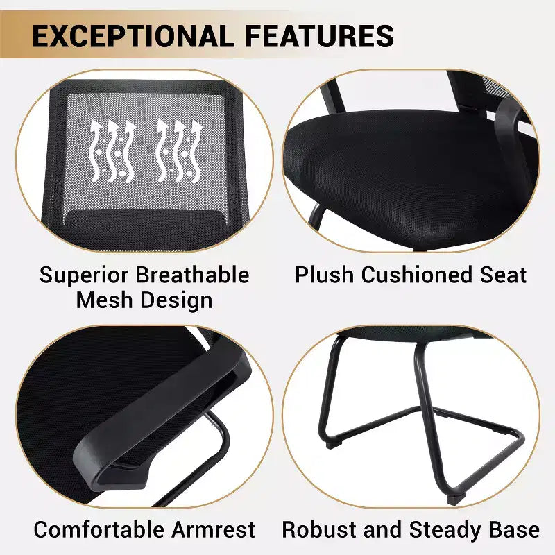 Home Imports Emporium chaise visiteur en maille, assise de réception ergonomique pour bureau ou hall, lot de 2/4/6/8