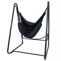 Chaise-hamac Sunnydaze pour l'intérieur ou l'extérieur avec support en acier en A – Pieds anti-basculement pour la stabilité – Noir