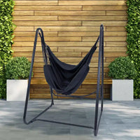 Chaise-hamac Sunnydaze pour l'intérieur ou l'extérieur avec support en acier en A – Pieds anti-basculement pour la stabilité – Noir