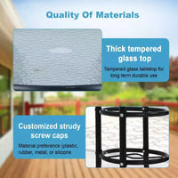 BestMassage Table d'extérieur Table de patio Plateau en verre trempé avec trou pour parasol