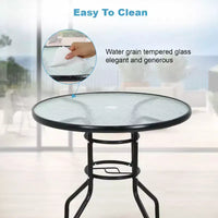 BestMassage Table d'extérieur Table de patio Plateau en verre trempé avec trou pour parasol