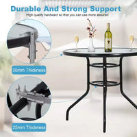 BestMassage Table d'extérieur Table de patio Plateau en verre trempé avec trou pour parasol