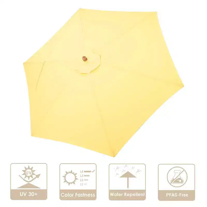 Yescom Toile de rechange pour parasol d'extérieur 2,7 m avec 6 baleines, nappe de table, pare-soleil, jardin, plage, balcon, jaune crème