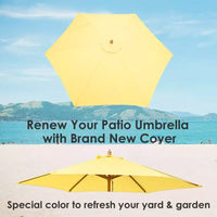 Yescom Toile de rechange pour parasol d'extérieur 9 pi avec 6 baleines, parasol de marché pour table, housse pare-soleil pour jardin, plage et balcon, jaune crème