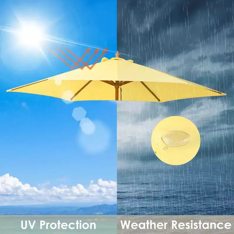 Yescom Toile de rechange pour parasol d'extérieur 9 pi avec 6 baleines, parasol de marché pour table, housse pare-soleil pour jardin, plage et balcon, jaune crème