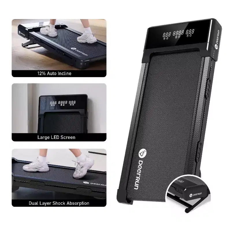 Tapis de marche sous bureau DeerRun Z10 avec inclinaison de 12 %, capacité de 136 kg, tapis de marche pour la maison et le bureau