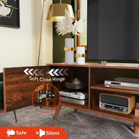 DEXYLLO meuble TV pour téléviseurs 55 60 pouces, centre de divertissement bohème avec armoires de rangement, console TV pour décoration de salon