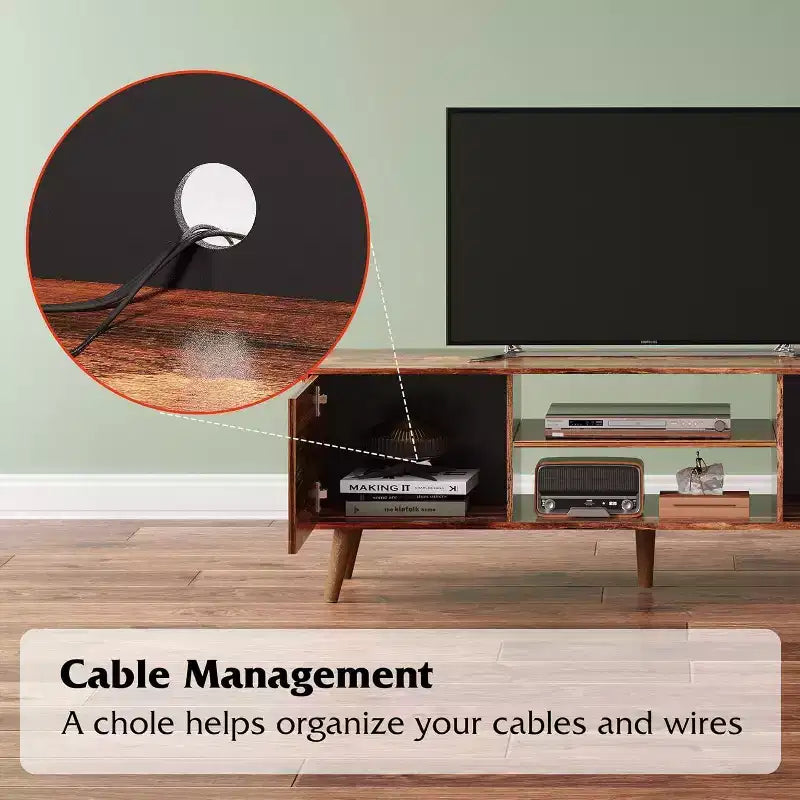 DEXYLLO meuble TV pour téléviseurs 55 60 pouces, centre de divertissement bohème avec armoires de rangement, console TV pour décoration de salon