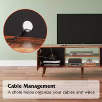 DEXYLLO meuble TV pour téléviseurs 55 60 pouces, centre de divertissement bohème avec armoires de rangement, console TV pour décoration de salon