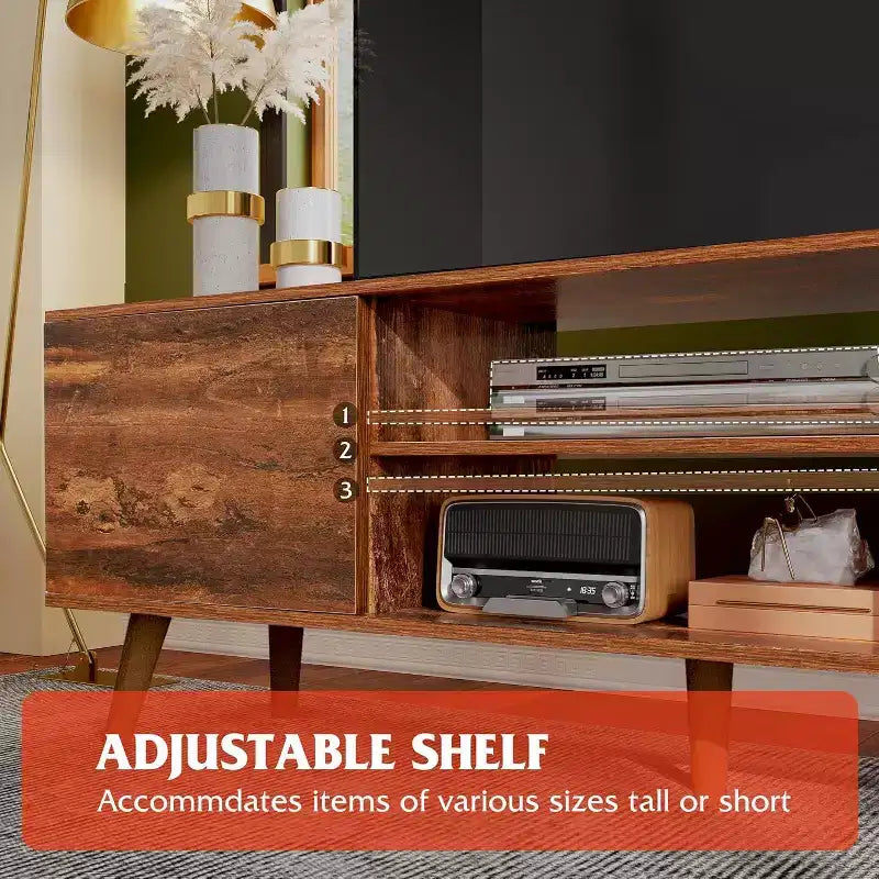 DEXYLLO meuble TV pour téléviseurs 55 60 pouces, centre de divertissement bohème avec armoires de rangement, console TV pour décoration de salon