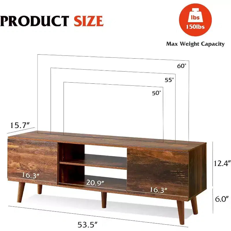 DEXYLLO meuble TV pour téléviseurs 55 60 pouces, centre de divertissement bohème avec armoires de rangement, console TV pour décoration de salon