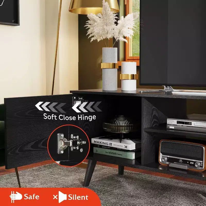 DEXYLLO meuble TV pour téléviseurs 55 60 pouces, centre de divertissement bohème avec armoires de rangement, console TV pour décoration de salon