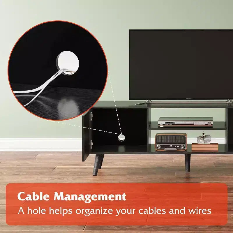 DEXYLLO meuble TV pour téléviseurs 55 60 pouces, centre de divertissement bohème avec armoires de rangement, console TV pour décoration de salon