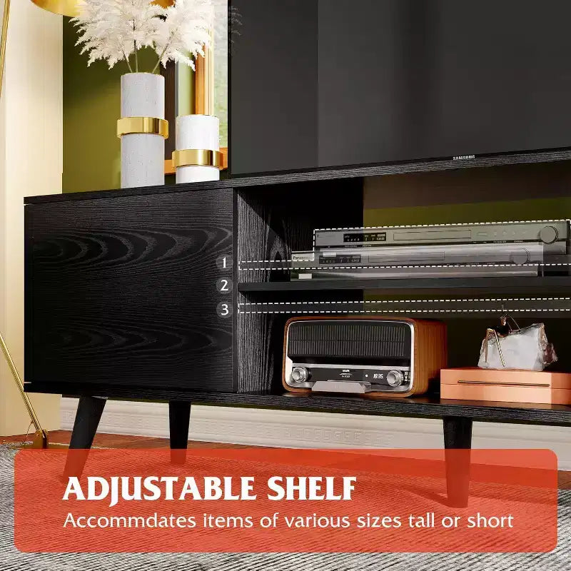 DEXYLLO meuble TV pour téléviseurs 55 60 pouces, centre de divertissement bohème avec armoires de rangement, console TV pour décoration de salon