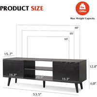 DEXYLLO meuble TV pour téléviseurs 55 60 pouces, centre de divertissement bohème avec armoires de rangement, console TV pour décoration de salon